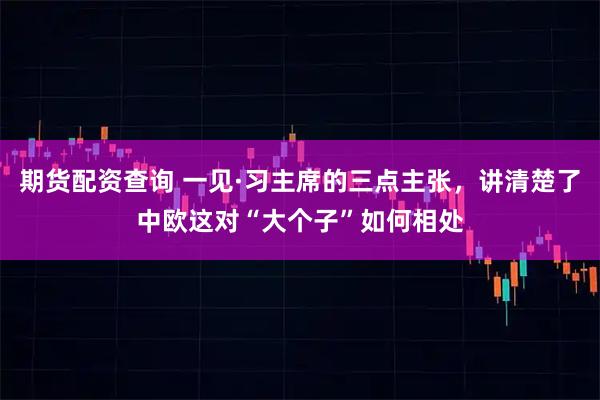 期货配资查询 一见·习主席的三点主张，讲清楚了中欧这对“大个子”如何相处
