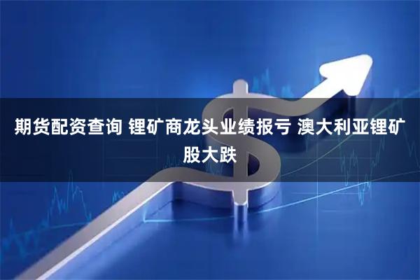期货配资查询 锂矿商龙头业绩报亏 澳大利亚锂矿股大跌